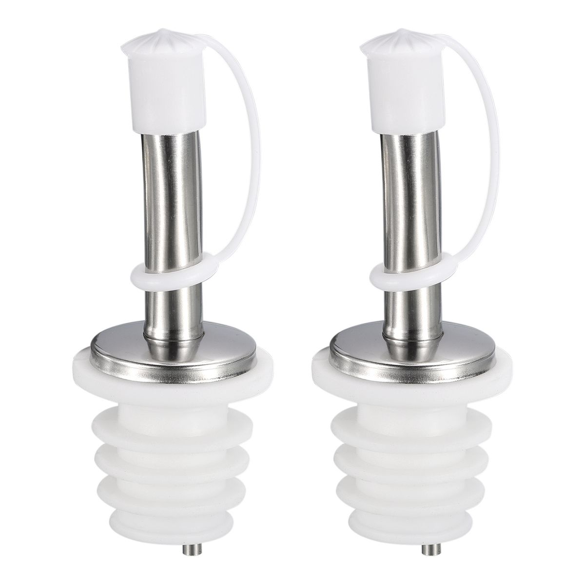 Unique Bargains Bar Supplies Oil Vinegar Dispenser Wine Stainless Steel Bottle Pourers 2 Pcs