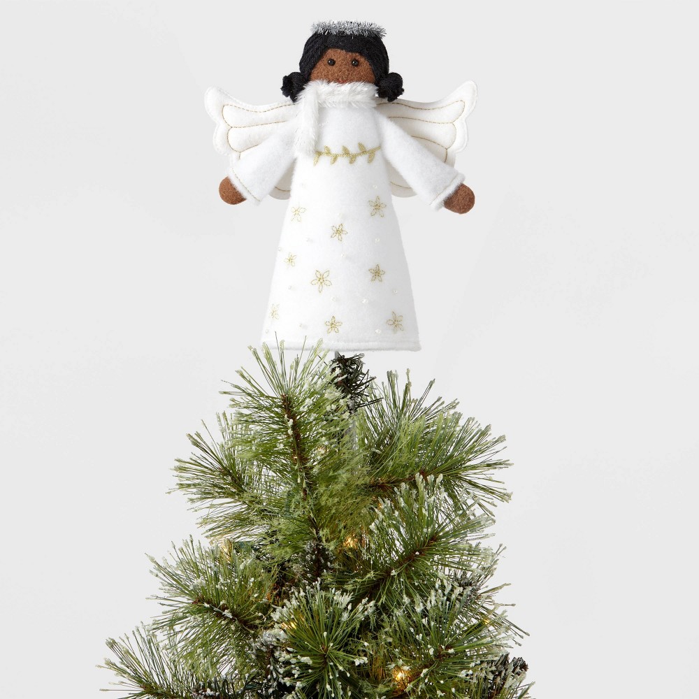 Fabric Angel in White Dress Tree Topper - Wondershop