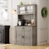 Kitchen Pantry Cabinet, 71"H Hutch Storage Cabinet with Microwave Stand, Freestanding Buffet Cabinet with Shelf and Glass Doors for Home Dining Room - 3 of 4