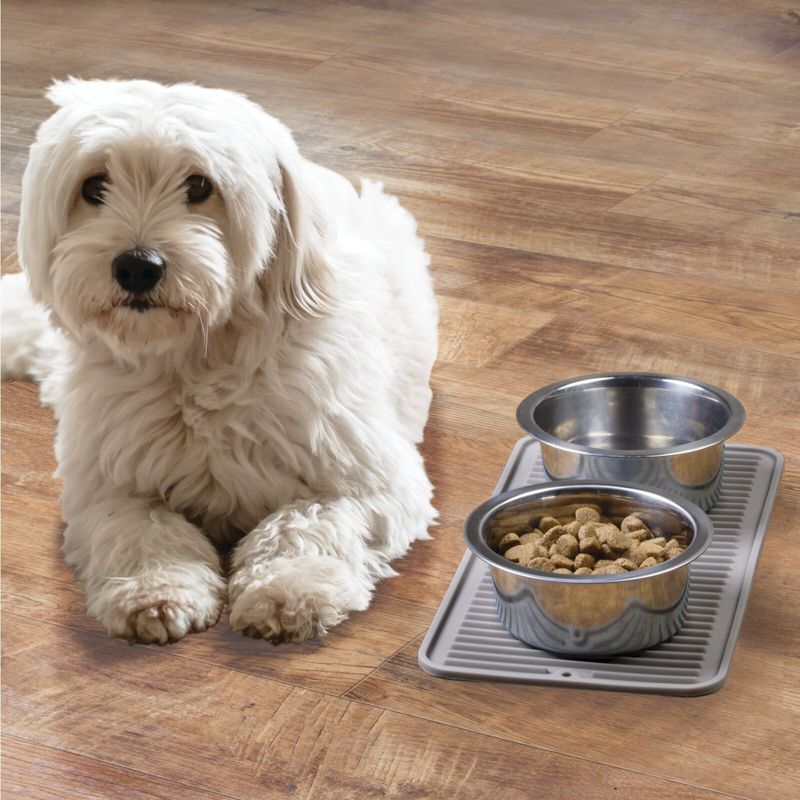 mDesign Silicone Waterproof Pet Food/Water Placemat for Dogs/Cats, 2 of 10