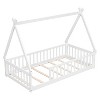 Grungis Twin Size Tent-Shaped Floor Bed,Modern Toddler Bed with Guardrails and Slats,Montessori Bed for Bedroom - 4 of 4