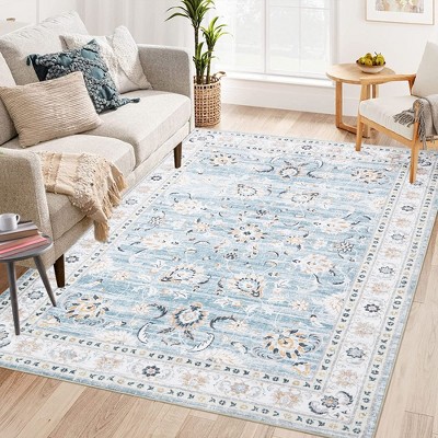 Boho Rustic Area Rugs for Living Room Washable Rug Floral Bedroom Decor Rug