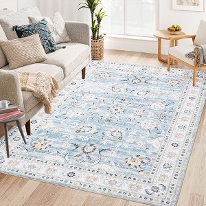 Boho Rustic Area Rugs for Living Room Washable Rug Floral Bedroom Decor Rug - 1 of 4