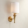 Regency Hill Braidy Farmhouse Rustic Wall Light Sconce Warm Gold Plug-In 7" Fixture Ivory Cotton Cylinder for Bedroom Bedside - image 2 of 4