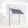 VisioGear Awnings, Manual Retractable Awning, 78'' Non-Screw Outdoor Sun Shade Cover with Protection for Backyard, Gary, 118"*47"*122' - 3 of 4