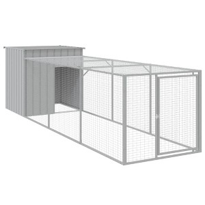 vidaXL Chicken Cage with Run - Light Gray, Galvanized Steel Coop, Ventilated Mesh Design, Weather-Proof Roof - 1 of 4