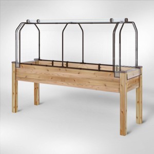 CedarCraft Elevated Cedar Planter: Outdoor Garden Bed with Greenhouse & Bug Cover, 23"x72"x30", Rectangular - 1 of 4