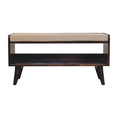 TiramisuBest Contemporary Bench in Silver Metal and Camel Faux Leather, 18.0"L Entryway Bench