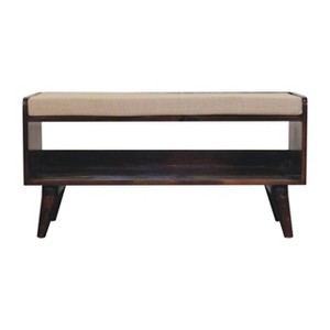 TiramisuBest Contemporary Bench in Silver Metal and Camel Faux Leather, 18.0"L Entryway Bench - 1 of 4