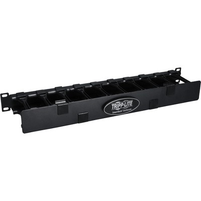 Tripp Lite Rack Enclosure Horizontal Cable Manager Steel w Finger Duct 1URM - Black - 1U Rack Height - 19" Panel Width