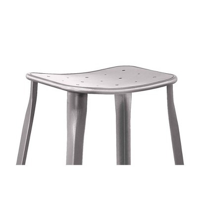Gunmetal Gray Saddle Backless Metal Barstools, Set of 2