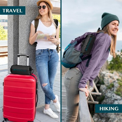 Compact Black Microfleece Travel Blanket with Carrying Case