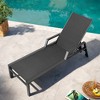 Pellebant Patio Aluminum Lounge Chair with Wheels and Armrest Extra Large Pool Lounge Chairs with Adjustable 5 Backrest - 2 of 4