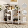 Storage Cabinet, Modern Buffet Cabinet with Glass Doors, Coffee Bar Cabinet with 2 Open Storage Shelves and Metal Handle - 3 of 4