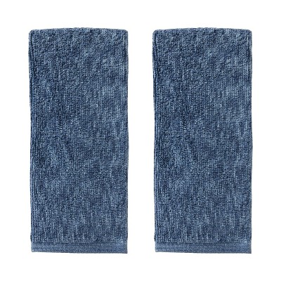 2pc Shibori Striped Jacquard Hand Towel Set Navy - SKL Home