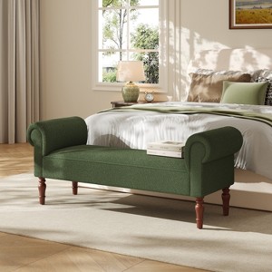 Christopher Knight Home Coral Traditional Teddy Upholstered Bench with Rolled Arms - 1 of 4