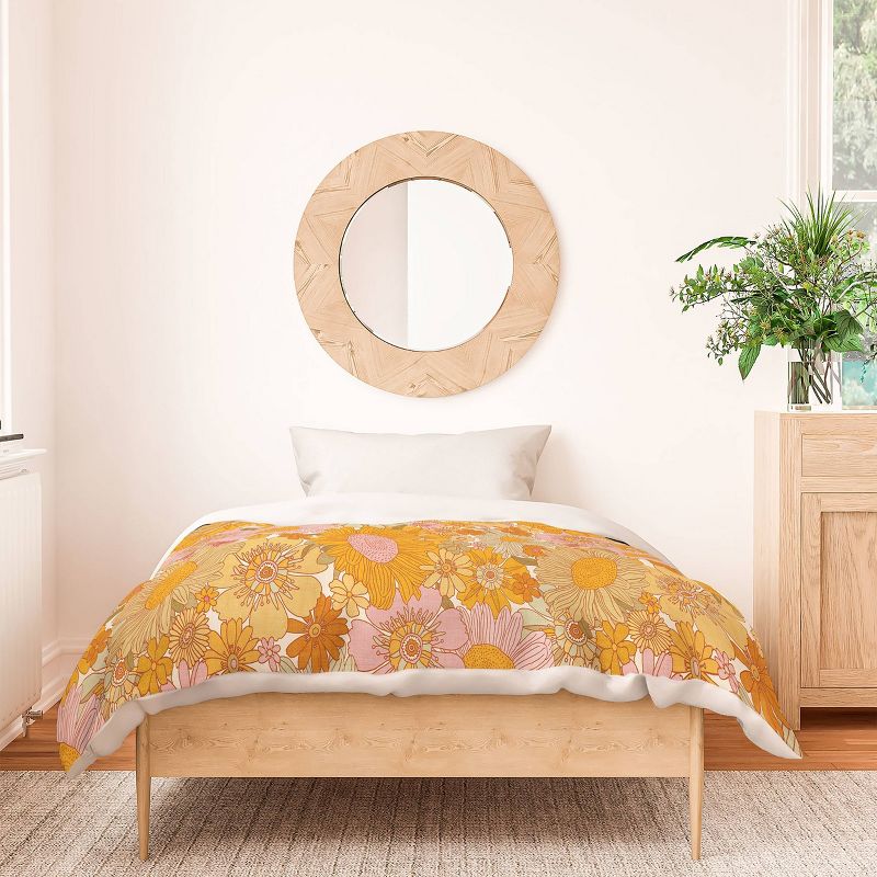 Deny Designs Iveta Abolina Retro Florals Duvet Cover Bedding Set Orange, 4 of 6
