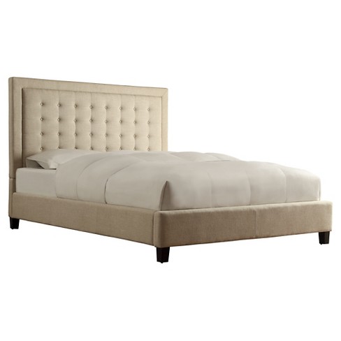 Queen Hudson Button Tufted Platform Bed With High Footboard Oatmeal -  Inspire Q : Target