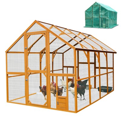 Large Chicken Coop With Waterproof Cover, Chicken Pens Catios With 2 Small Doors, Walk In Chicken Runs, Pet Playpen Exercise for Rabbit Duck Cat