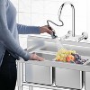 Commercial Stainless Steel Sink & Triple Bowl Utility Sink - 38.9" 3-Compartment Prep Station with Shelf - 3 of 4