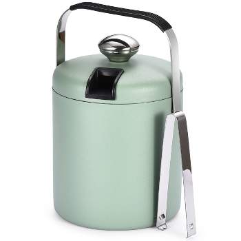 flybold Ice Bucket with Scoop Insulated Ice Bucket with Lid and Stand, Green