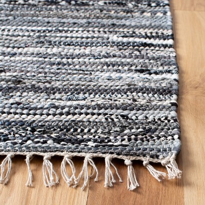 Handmade Gray Stripe Cotton Area Rug 8' x 10'