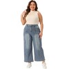 Agnes Orinda Women's Plus Size Wide Leg Baggy Washed Stretch with Pockets Denim Ankle Jeans - 3 of 4
