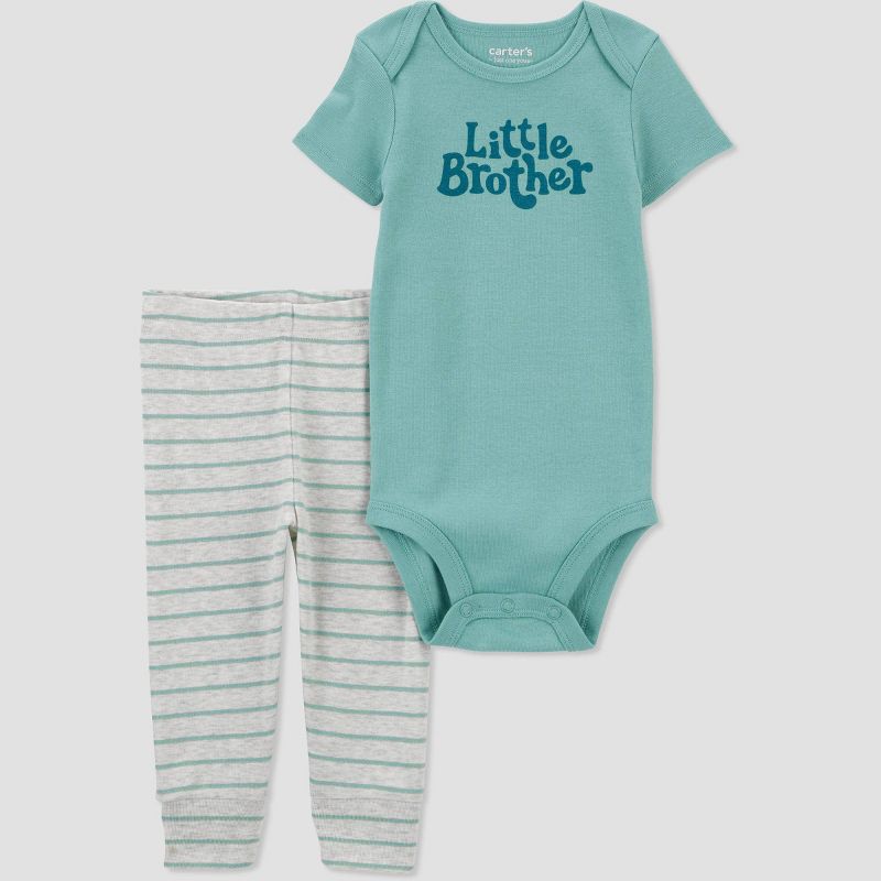 Carter&#39;s Just One You&#174;️ Baby 2pc Family Love Little Brother Top & Bottom Set - Green, 1 of 5