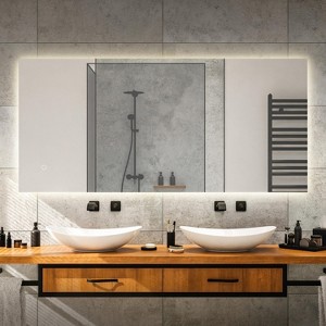 Nora Rectangular Frameless Anti-Fog Aluminum Back-lit Tri-color LED Bathroom Vanity Mirror with Smart Touch Control - 1 of 4