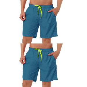 Lars Amadeus Men's Elastic Waistband Mesh Lining Surfing Swimwear Board Shorts 2 Packs - 1 of 4