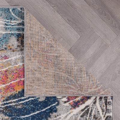 Large Multicolor Floral Synthetic Stain-Resistant Area Rug