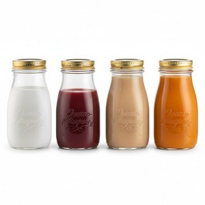 Bormioli Rocco Quattro Stagioni Bottles – 6.75 Oz. Glass Jars with Twist Top Lids, Embossed Beehive Design  – Made in Italy (Set of 4) - 1 of 4