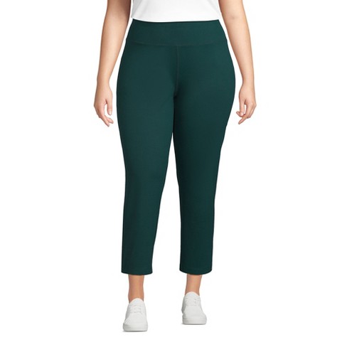 Lands' End Women's Plus Size Active Crop Yoga Pants - 2x - Forest Moss