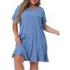 Agnes Orinda Women's Plus Size Belt Waist Ruffle Hem Chambray Shirt Dress - 2 of 4