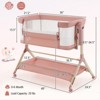 Safstar 3 in 1 Baby Bedside Bassinet w/Storage Basket, Universal Wheels, Adjustable Height, Mattress, Net & Portable Bag, Carriable Crib, Pink - 2 of 4