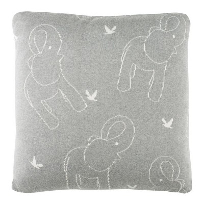 Ella 20" Gray and White Cotton Knit Pillow