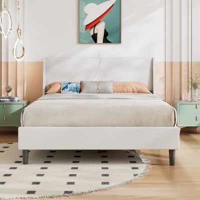 VECELO Upholstered Bed, Metal Frame Platform Bed