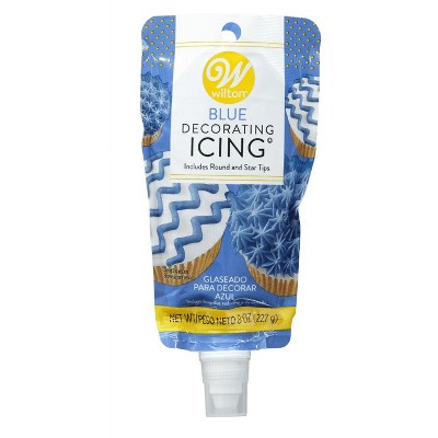 Wilton Ready-to-Use Blue Vanilla-Flavored Icing Pouch with Tips, 8 oz. (Pack of 2)