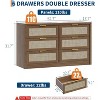 6-Drawer Rattan Dresser - Boho Bedroom Storage Cabinet - Caramel Oak Finish - 53"W TV Stand & Clothes Organizer - 2 of 4