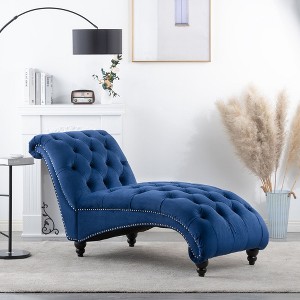 PAGED Modern Indoor Tufted Accent Lounge Chair with Birch Legs,Armless Long Chaise Sleeper Chair for Living Room,Bedroom - 1 of 4