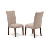 HomeStock 6Pc Dining Set Includes a Rectangle Dining Table, Four Parson Chairs with Light Fawn Fabric and a Bench, Mahogany Finish - 3 of 4