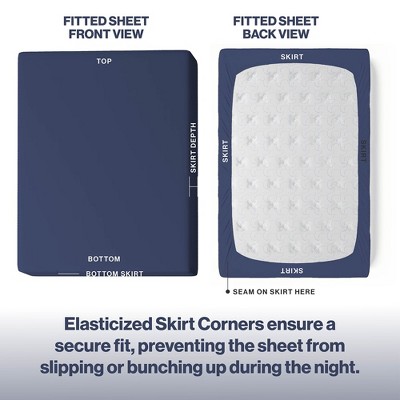 Navy Twin XL Cotton Fitted Sheet with 200 Thread Count