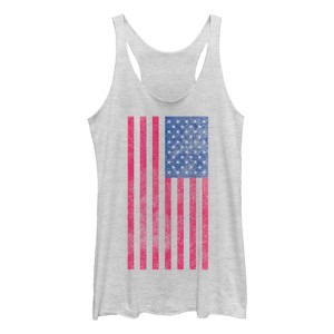 Women's Lost Gods Fourth of July  Retro American Flag Racerback Tank Top - 1 of 3