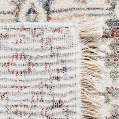 Elegant Ivory Oriental 4' x 6' Synthetic Area Rug