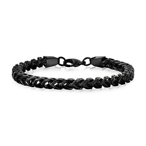 Metallo Stainless Steel 6mm Franco Chain Bracelet - Black Plated - Black - 8.5 Inch - 1 of 3