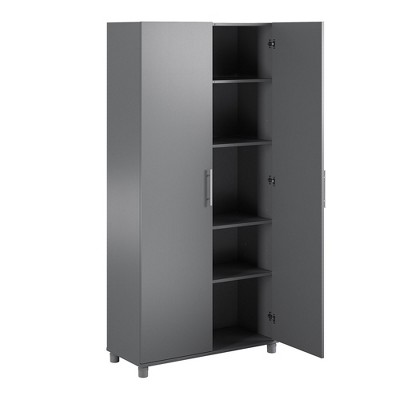 Graphite Gray Freestanding Office Storage Cabinet with Adjustable Shelving