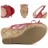 Perphy Women's Platform Heels Lace Bow Decor Slingback Wedge Sandals - 3 of 3