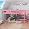 JOYMOR Low Loft Bed Twin Size with Stairs, Wooden Loft Bed for Kids, Pine Wood Twin Bed Frame, No Box Spring Needed, Pink - 3 of 4