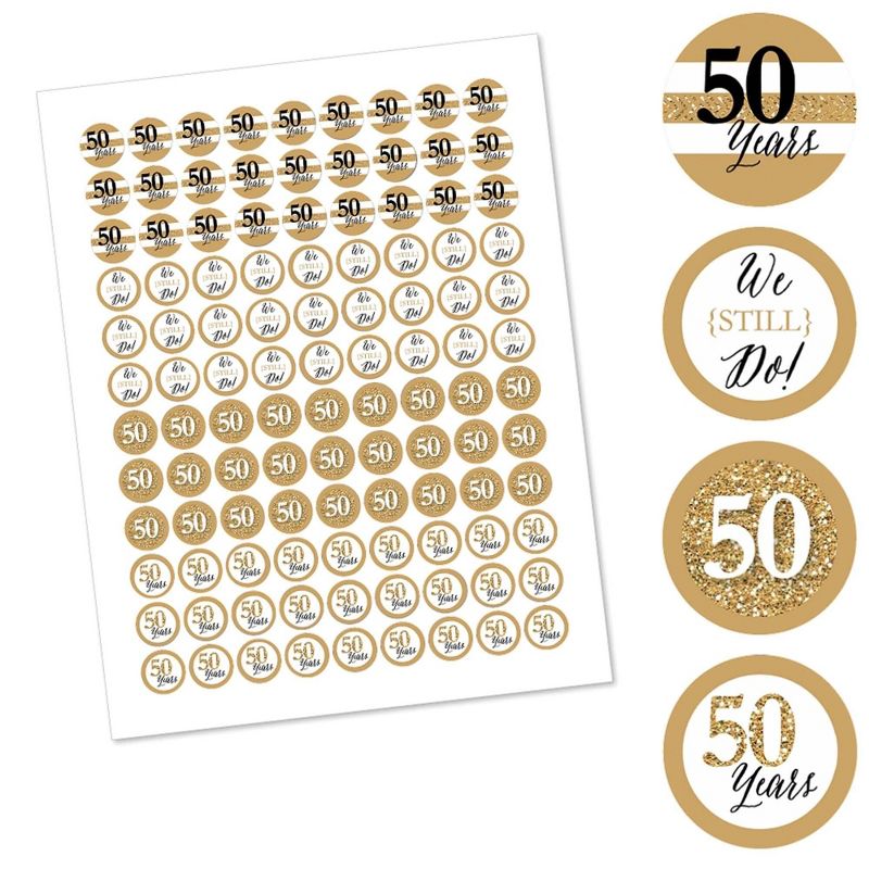 Big Dot of Happiness We Still Do - 50th Wedding Anniversary - Party Round Candy Sticker Favors - Labels Fits Chocolate Candy (1 sheet of 108), 2 of 7
