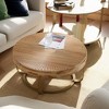 Lovmor 33.86"Modern Retro Splicing Round Coffee Table,Fir Wood Table Top with Gold Cross Legs Base - 3 of 4
